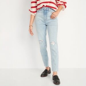 Higher High-Waisted O.G. Straight Ripped Cut-Off Jeans